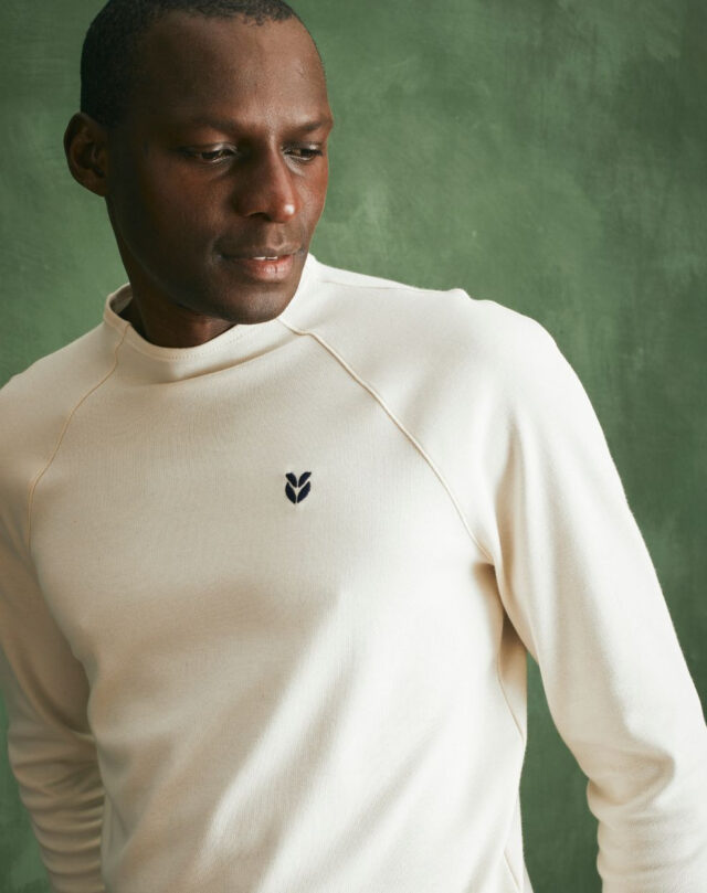 Lemahieu - T-shirt lourd ML col montant - Ecru - Blanc - Homme