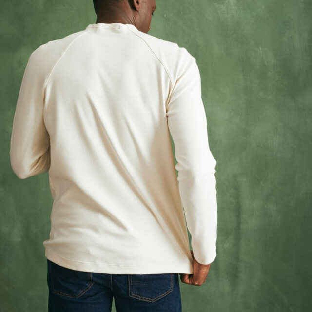 Lemahieu - T-shirt lourd ML col montant - Ecru - Blanc - Homme