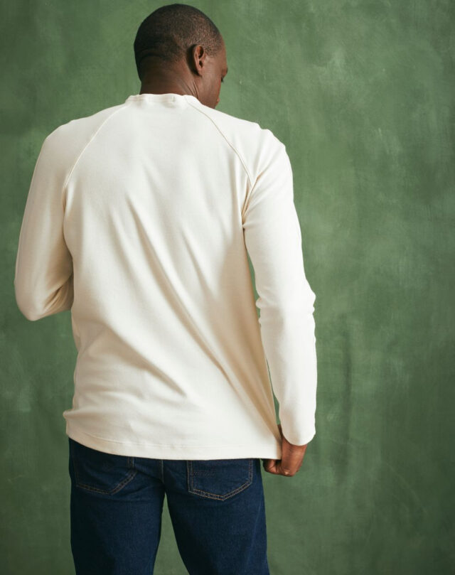 Lemahieu - T-shirt lourd ML col montant - Ecru - Blanc - Homme