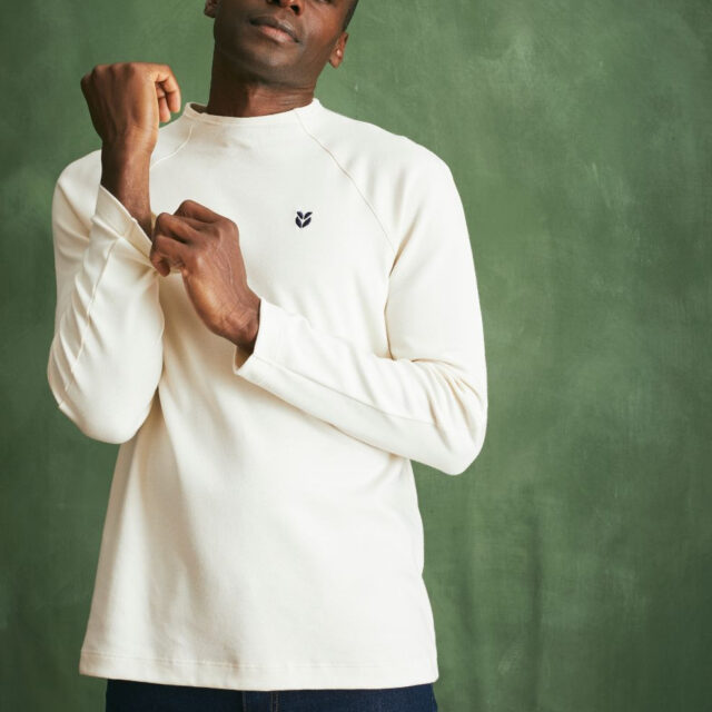 Lemahieu - T-shirt lourd ML col montant - Ecru - Blanc - Homme