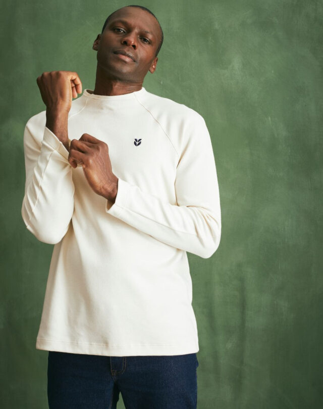 Lemahieu - T-shirt lourd ML col montant - Ecru - Blanc - Homme