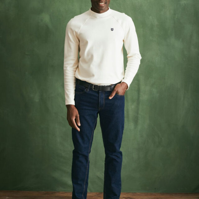 Lemahieu - T-shirt lourd ML col montant - Ecru - Blanc - Homme