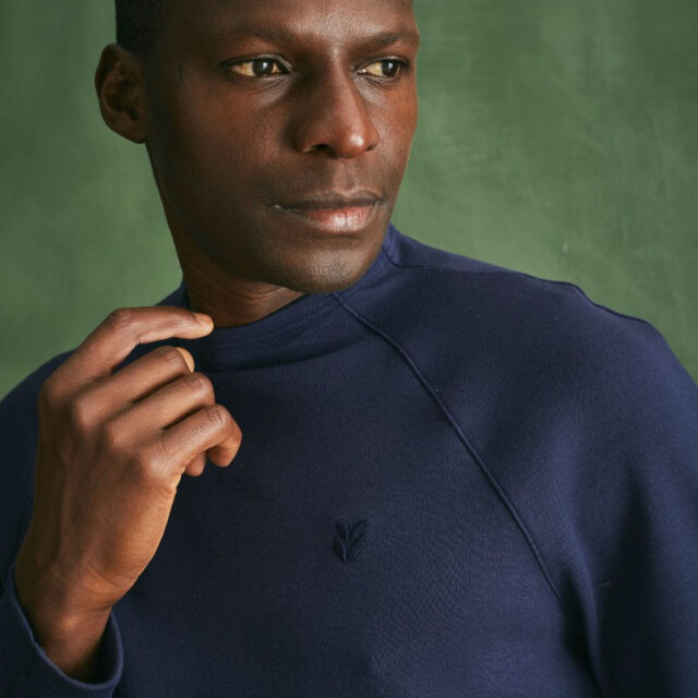 Lemahieu - T-shirt lourd ML col montant - Bleu Minuit - Homme