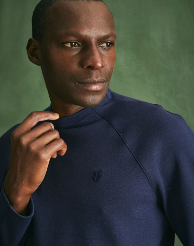 Lemahieu - T-shirt lourd ML col montant - Bleu Minuit - Homme