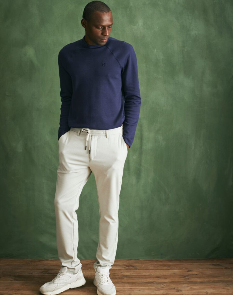 Lemahieu - T-shirt lourd ML col montant - Bleu Minuit - Homme