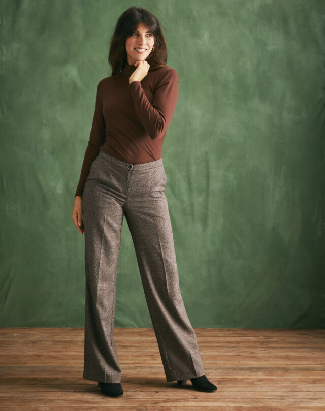 Lemahieu - T-shirt ML col montant Laine Mérinos - Chocolat - Femme