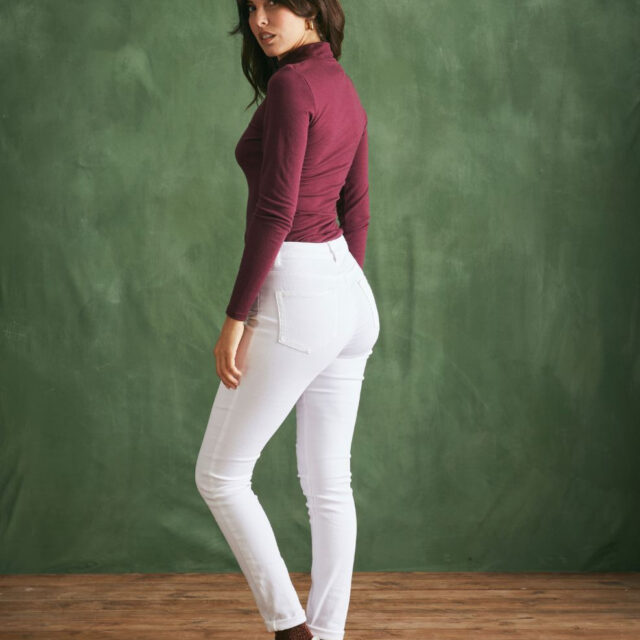 Lemahieu - T-shirt ML col montant Laine Mérinos - Prune - Femme