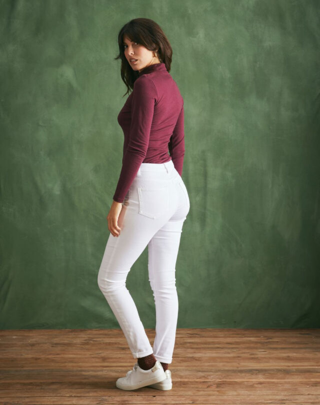 Lemahieu - T-shirt ML col montant Laine Mérinos - Prune - Femme