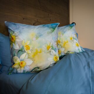 Blanc de Gerardmer - Taie d'oreiller en Percale imprimée Jonquille 1920 65x65cm