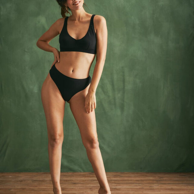 Lemahieu - Tanga côtélé - Noir - Femme