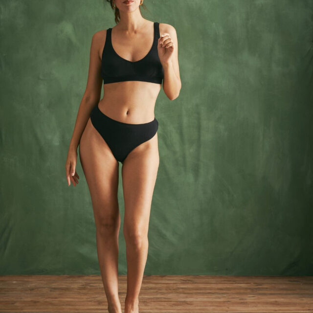 Lemahieu - Tanga côtélé - Noir - Femme