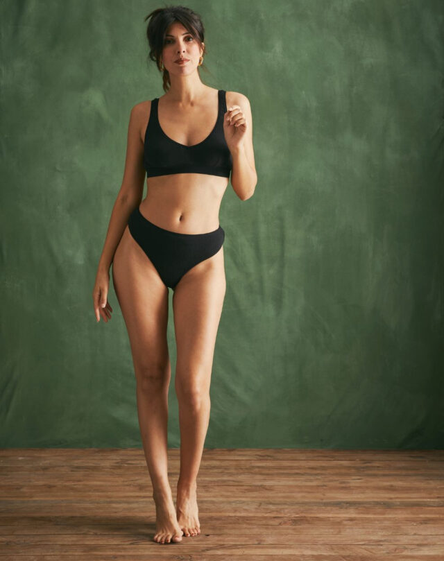 Lemahieu - Tanga côtélé - Noir - Femme