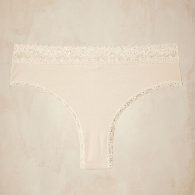 Lemahieu - Tanga dentelle - Ecru - Blanc - Femme