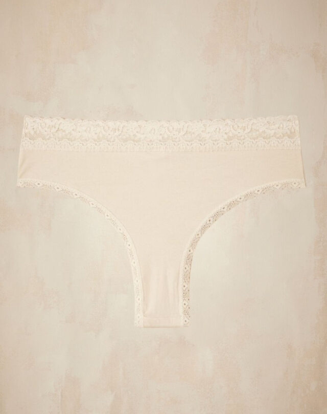 Lemahieu - Tanga dentelle - Ecru - Blanc - Femme