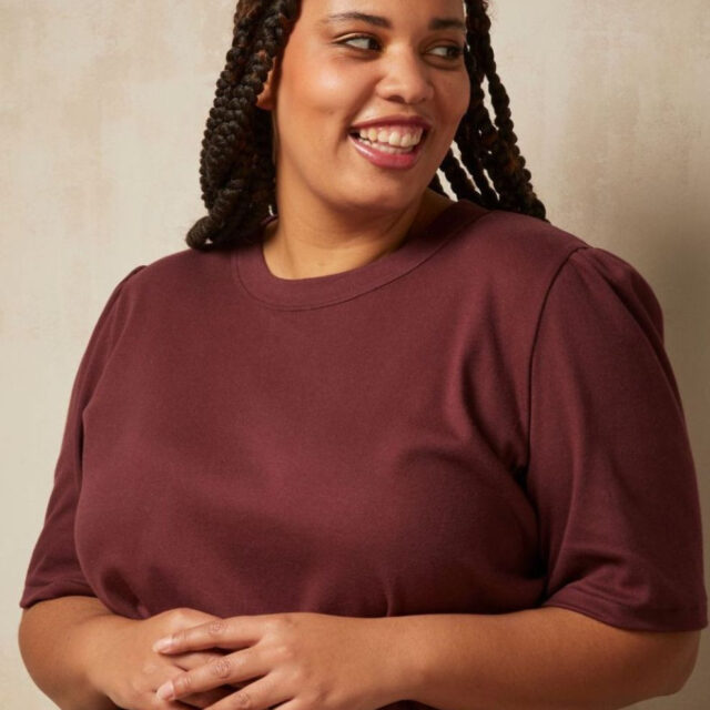 Lemahieu - Top à manches 3/4 - Aubergine - Bordeau - Femme