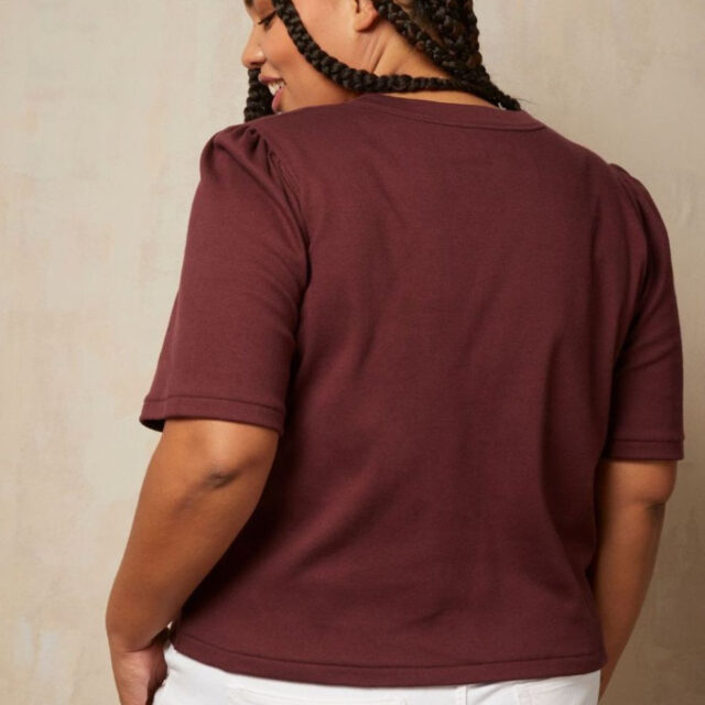 Lemahieu - Top à manches 3/4 - Aubergine - Bordeau - Femme