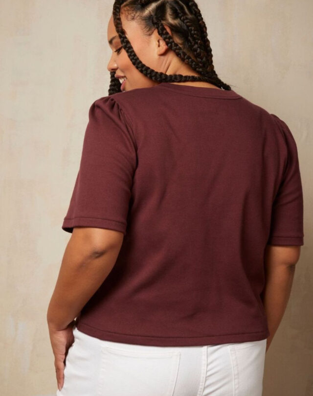 Lemahieu - Top à manches 3/4 - Aubergine - Bordeau - Femme