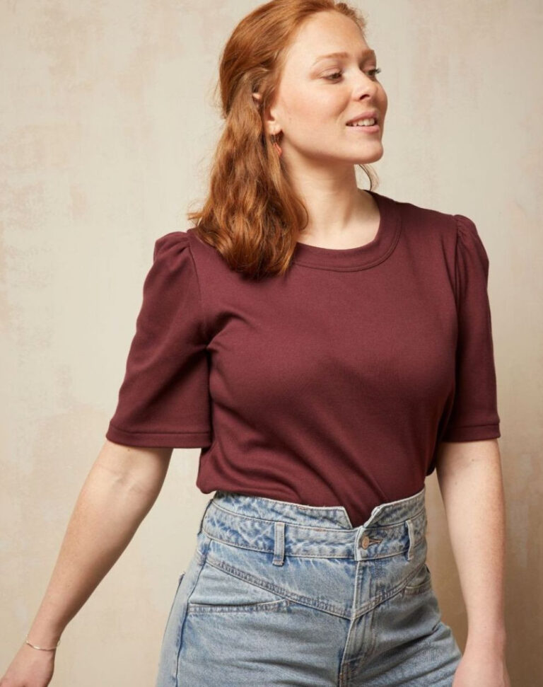 Lemahieu - Top à manches 3/4 - Aubergine - Bordeau - Femme