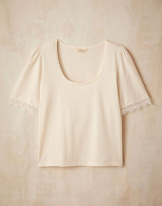 Top à manches 3/4 Dentelle – Femme par la marque Maison Lemahieu Maison Lemahieu - Top à manches 3/4 Dentelle – Femme