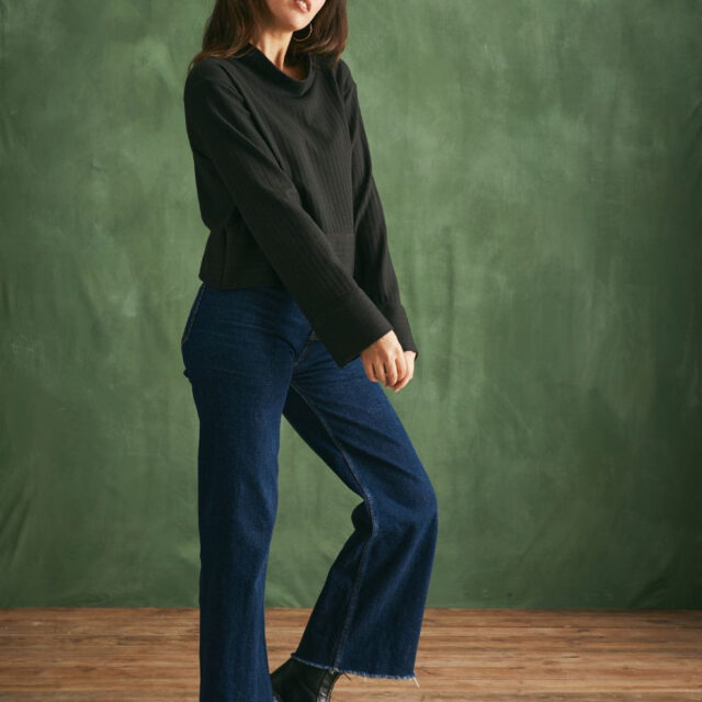 Lemahieu - Top laine et coton col montant - Noir - Femme