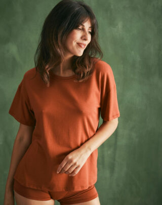 Top oversize coton modal – Terracotta – Femme par la marque Maison Lemahieu Maison Lemahieu - Top oversize coton modal – Terracotta – Femme