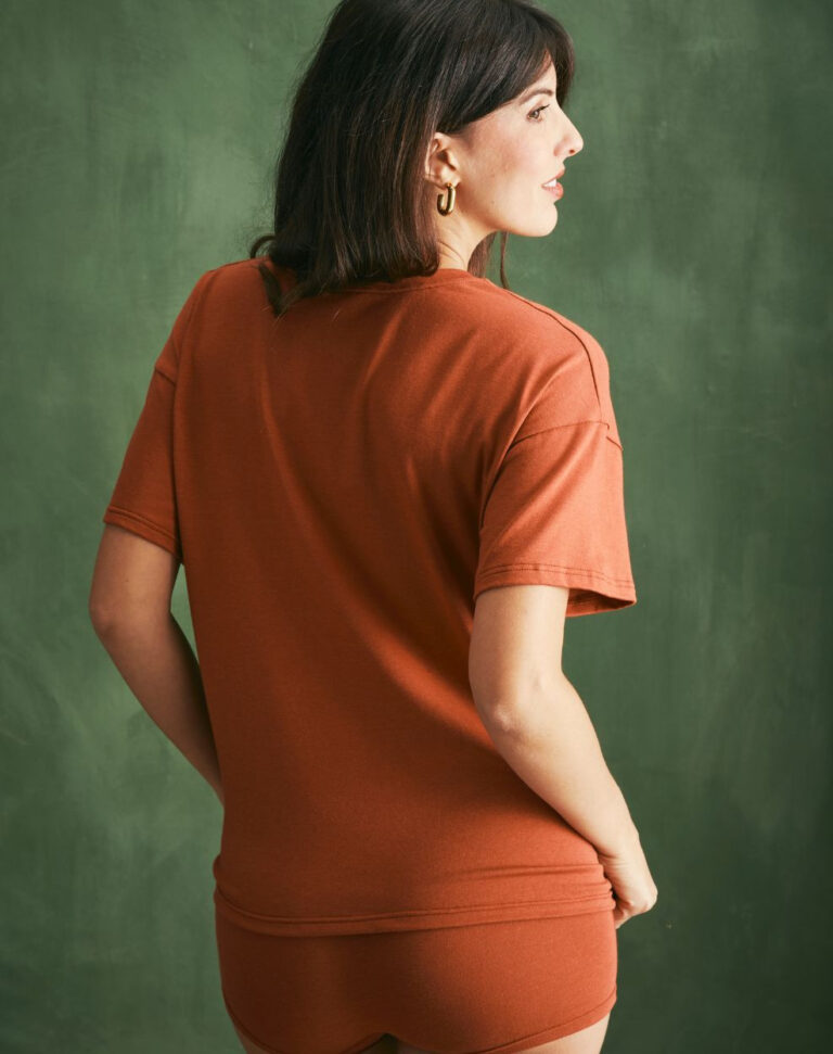 Lemahieu - T-shirt coton modal - Terracotta - Femme