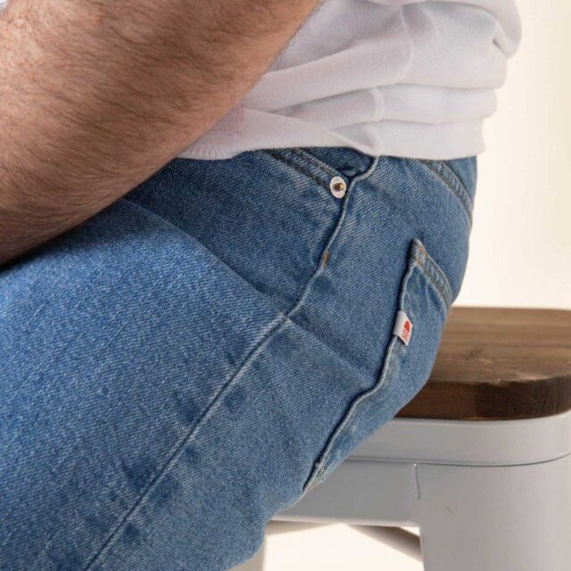 1083 - JEANS DROIT 101N DELAVE coton bio superdenim indigo clair Homme