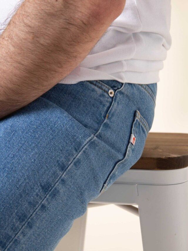 1083 - JEANS DROIT 101N DELAVE coton bio superdenim indigo clair Homme