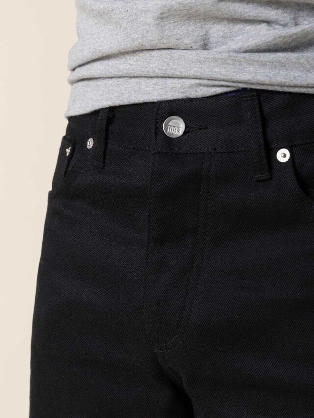 1083 - JEANS DROIT 101N coton bio superdenim noir Homme