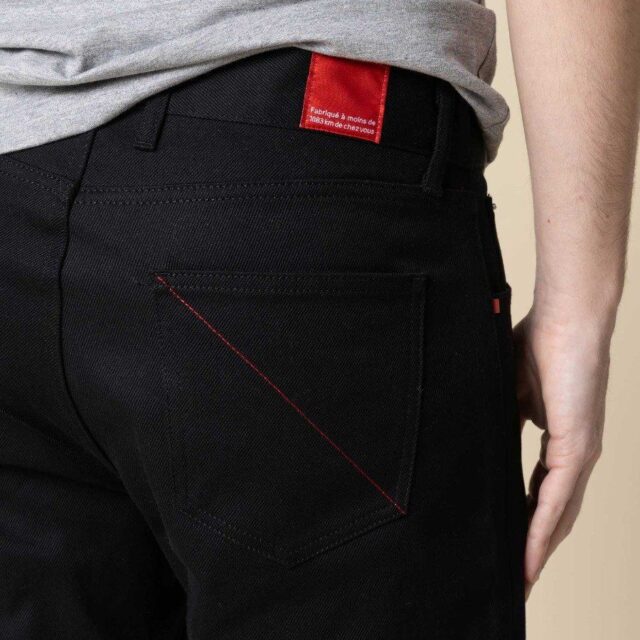 1083 - JEANS DROIT 101N coton bio superdenim noir Homme