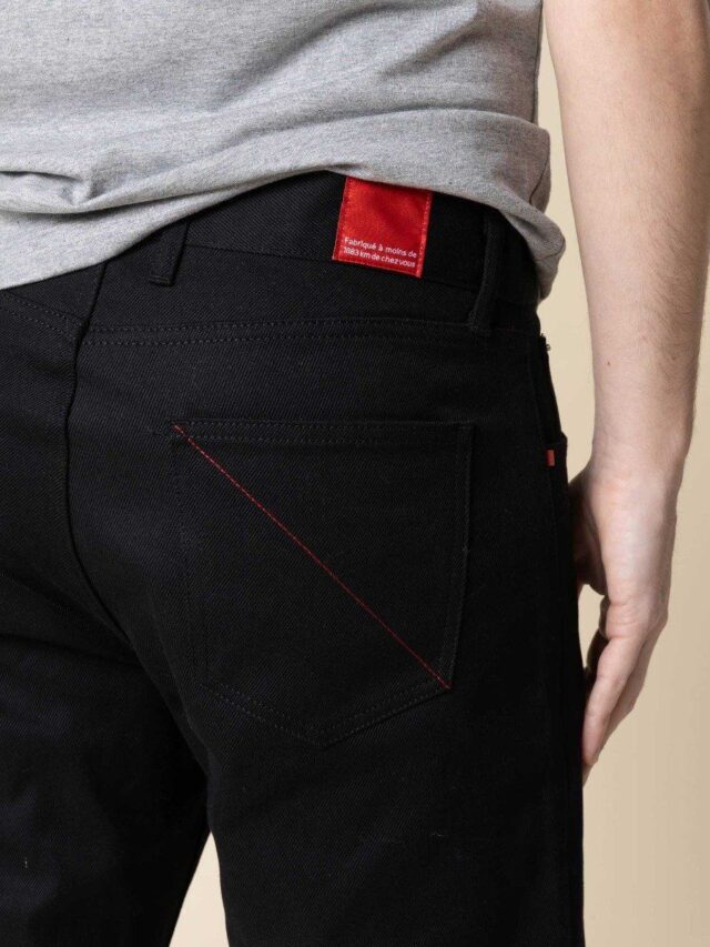 1083 - JEANS DROIT 101N coton bio superdenim noir Homme