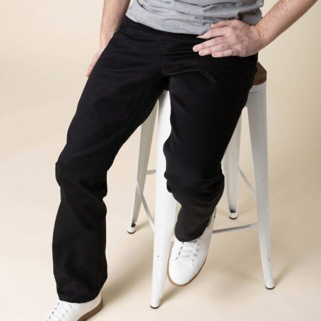 1083 - JEANS DROIT 101N coton bio superdenim noir Homme