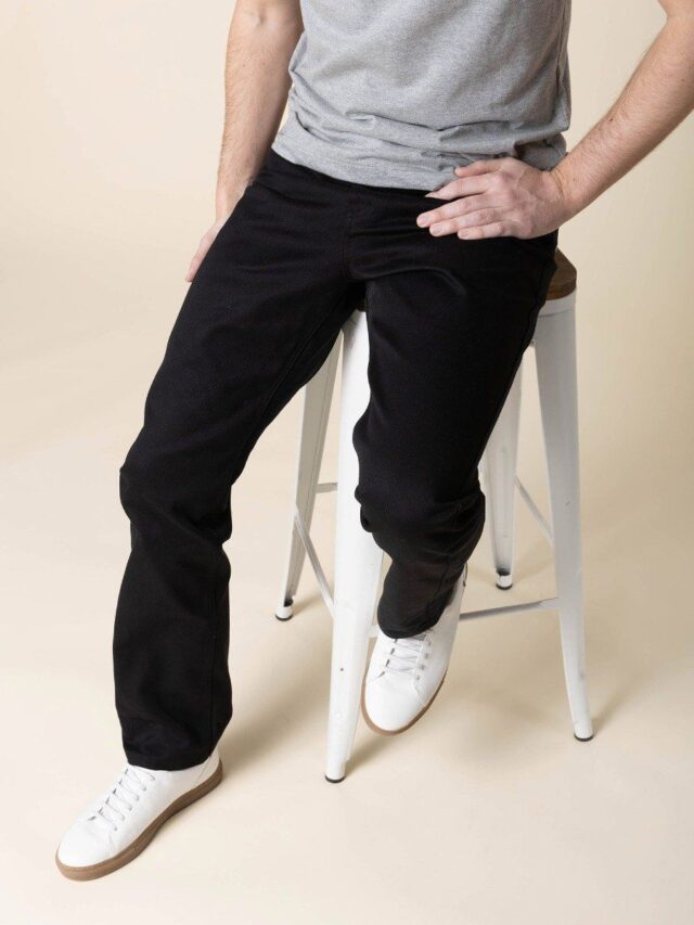 1083 - JEANS DROIT 101N coton bio superdenim noir Homme