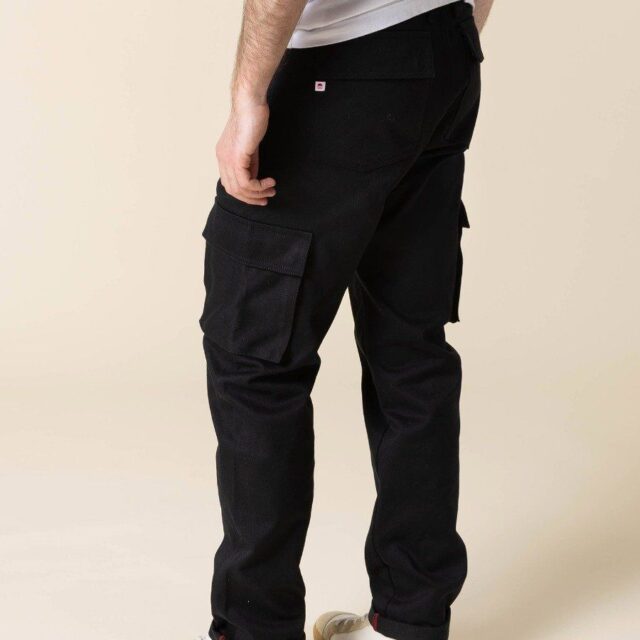 1083 - CARGO DROIT 111N coton bio superdenim uni noir Homme