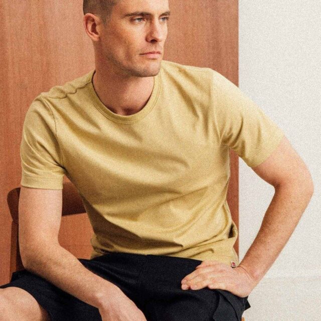 1083 - T-SHIRT DROIT 304 UNI coton bio vert chartreuse Homme