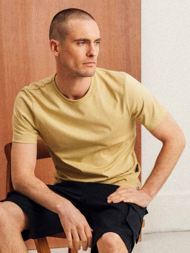 1083 - T-SHIRT DROIT 304 UNI coton bio vert chartreuse Homme