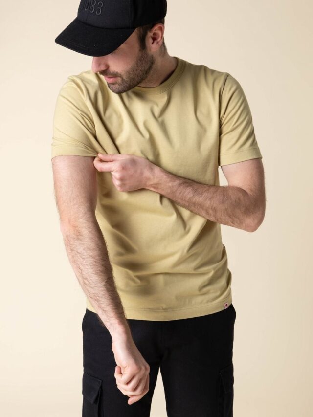 1083 - T-SHIRT DROIT 304 UNI coton bio vert chartreuse Homme