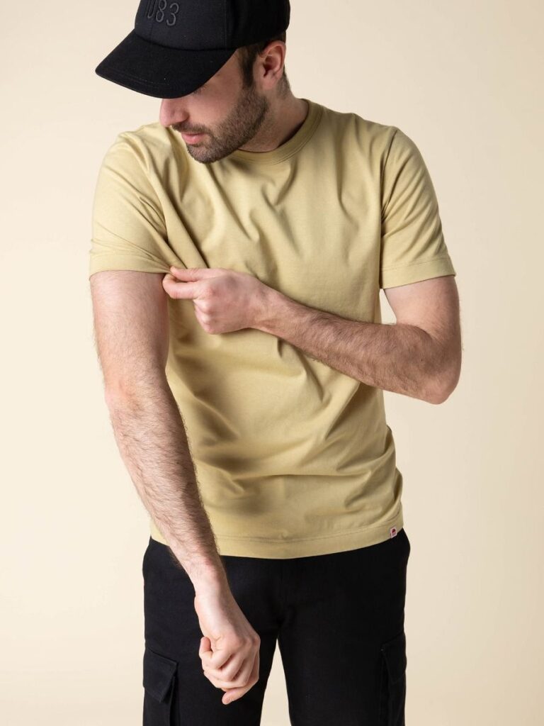 1083 - T-SHIRT DROIT 304 UNI coton bio vert chartreuse Homme