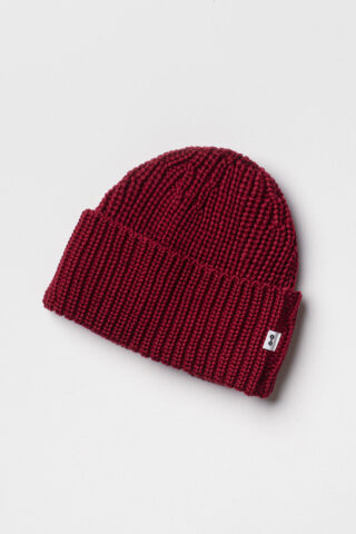 Tricots Marcel - Bonnet Homme Rouge Rubis en Laine Mérinos