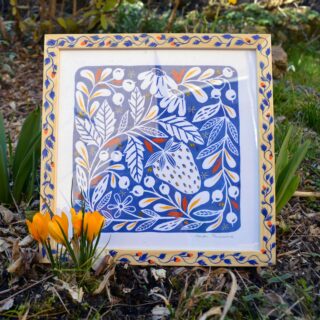 Maison Primavera - Linogravure peinte – Jardin fleuri