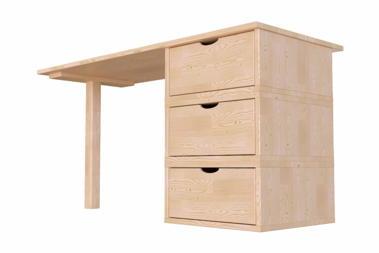 ABC MEUBLES - Bureau bois 3 tiroirs Cube