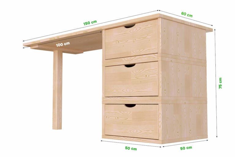 ABC MEUBLES - Bureau bois 3 tiroirs Cube