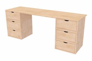 Bureau bois massif long 6 tiroirs cube par la marque ABC Meubles ABC Meubles - Bureau bois massif long 6 tiroirs cube