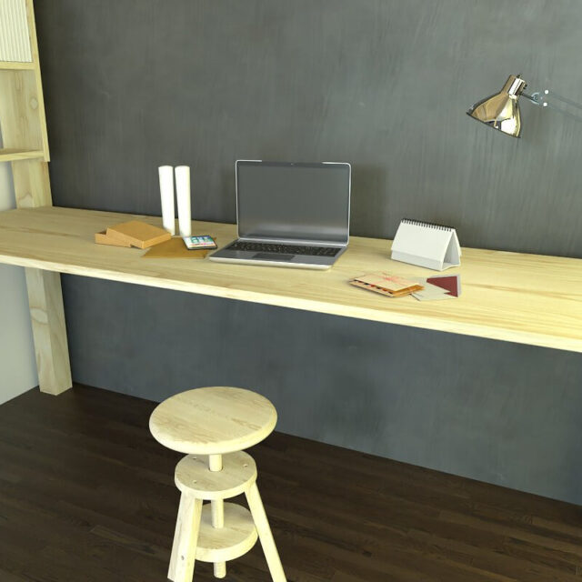 ABC MEUBLES - Bureau tablette 200cm en bois pour lit mezzanine