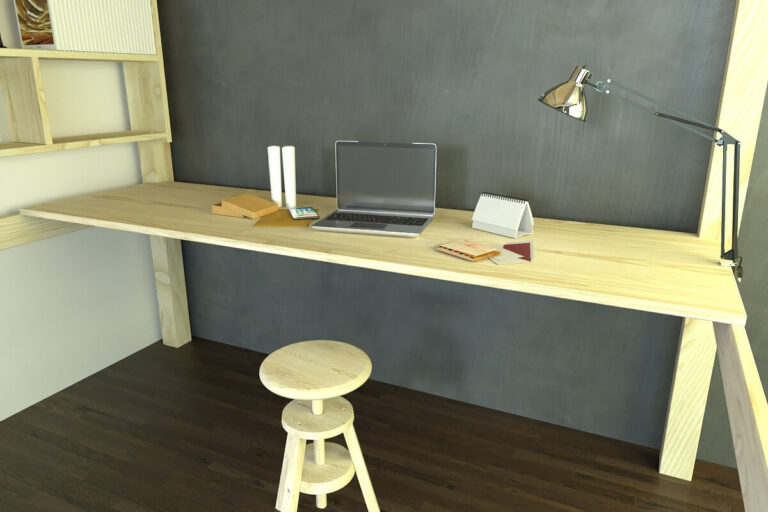 ABC MEUBLES - Bureau tablette 200cm en bois pour lit mezzanine