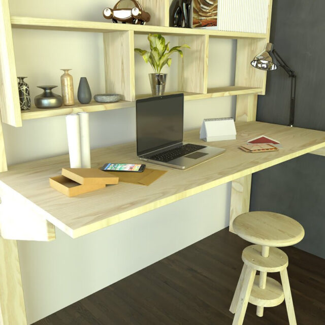 ABC MEUBLES - Bureau tablette 120cm en bois pour lit mezzanine