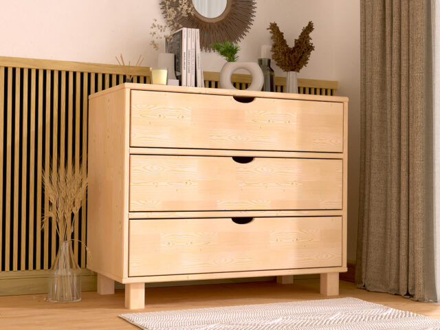 ABC MEUBLES - Commode bois 3 tiroirs Cube