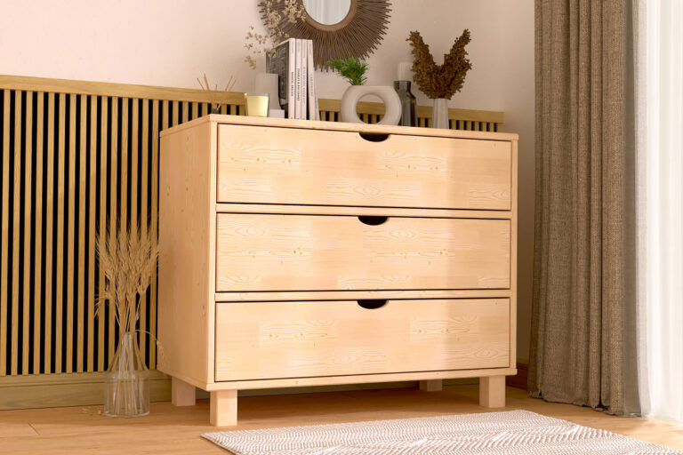 commode cube 3 tiroirs 1 ABC MEUBLES - Commode bois 3 tiroirs Cube