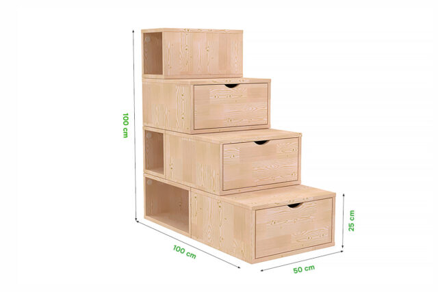 ABC MEUBLES - Escalier cube de rangement hauteur 100 cm