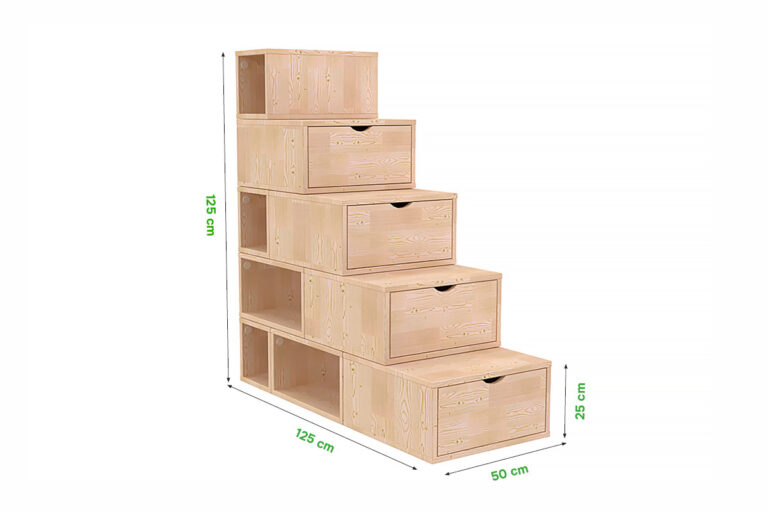ABC MEUBLES - Escalier cube de rangement hauteur 125 cm